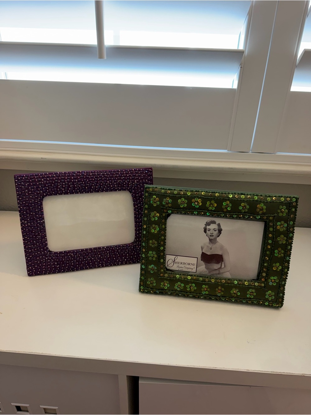 Sherborne Frame Company Beaded and Sequin Floral Photo Frame Set of 2 4x6